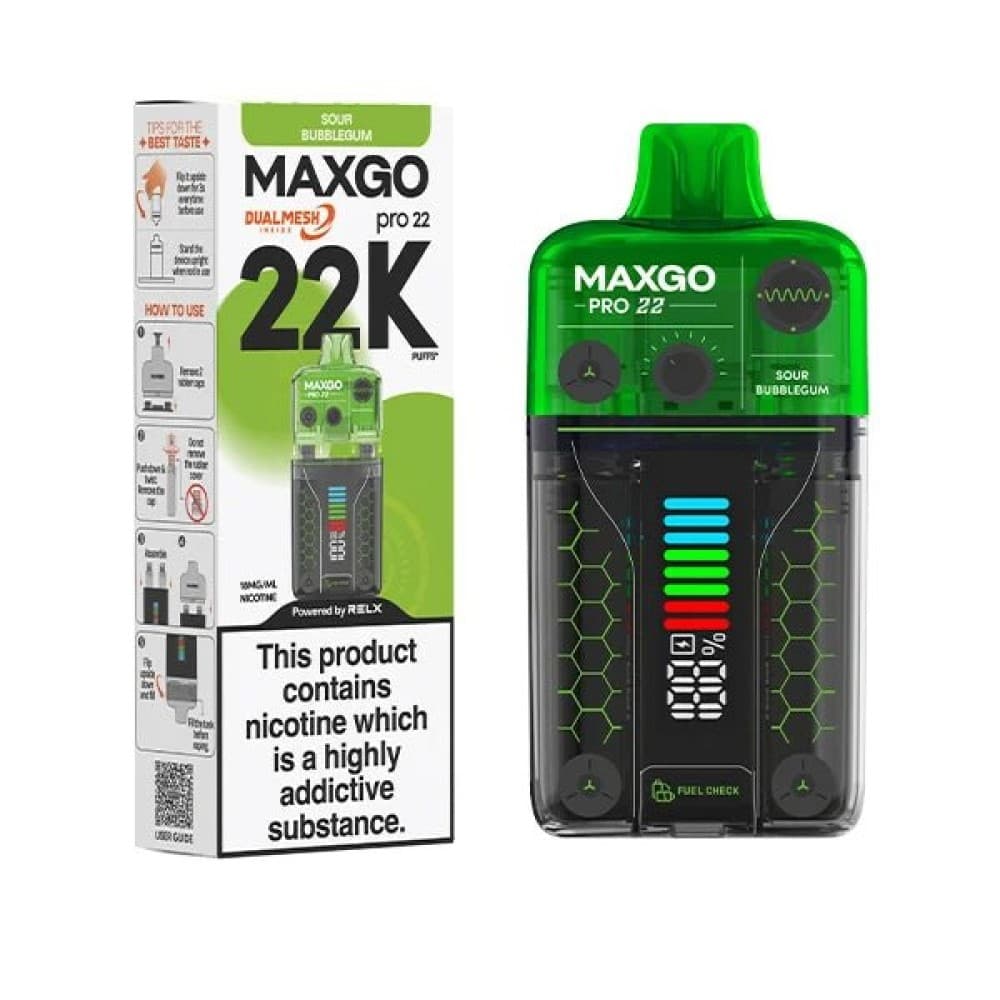 Sour Bubblegum *New* RELX Maxgo 22k Prefilled Pod Vape - Box of 5