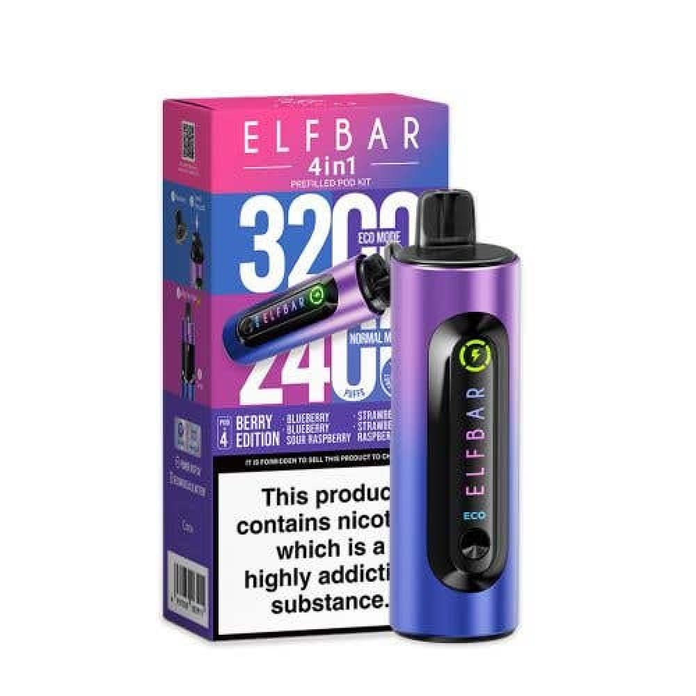  Berry Edition Elf Bar 4-in-1 3200 Prefilled Pod Kit - Box of 5