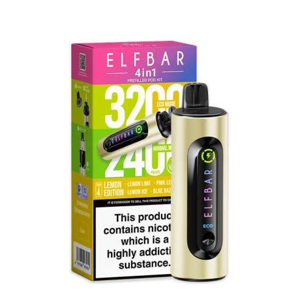  Lemon Edition Elf Bar 4-in-1 3200 Prefilled Pod Kit - Box of 5