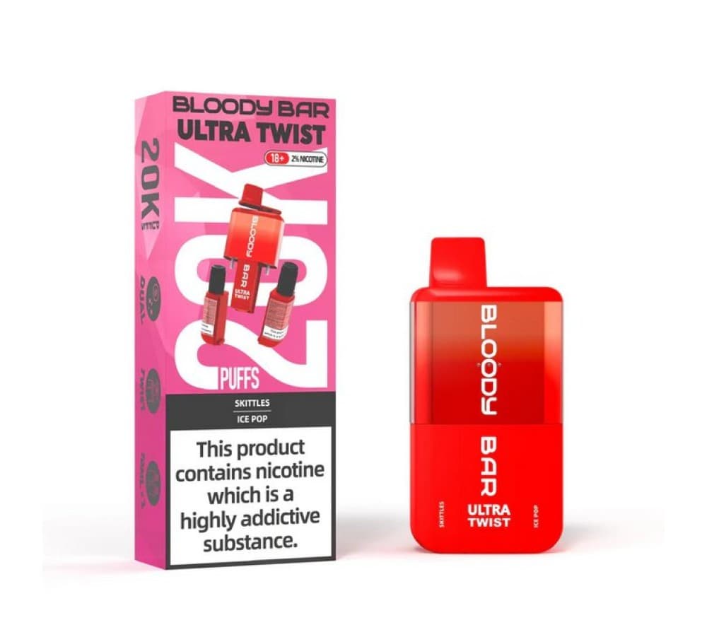  Skittles/Ice Pop Bloody Bar Ultra Twist 20000 Prefilled Vape - Box of 5