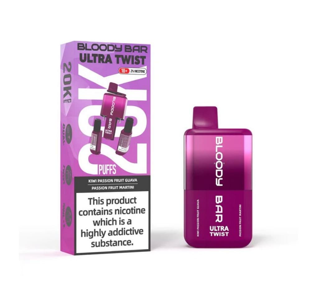  Kiwi Passion Fruit Guava/Passion Fruit Martini Bloody Bar Ultra Twist 20000 Prefilled Vape - Box of 5