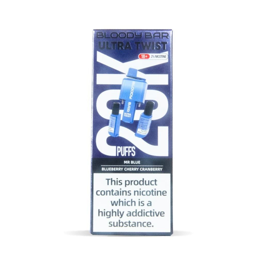  Mr Blue/Blueberry Cherry Cranberry Bloody Bar Ultra Twist 20000 Prefilled Vape - Box of 5