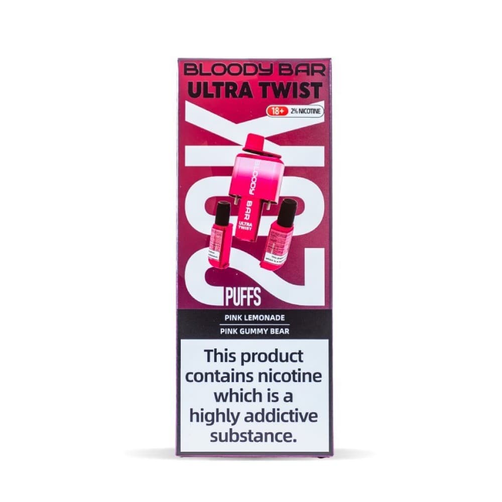  Pink Lemonade/Pink Bear Mix Bloody Bar Ultra Twist 20000 Prefilled Vape - Box of 5