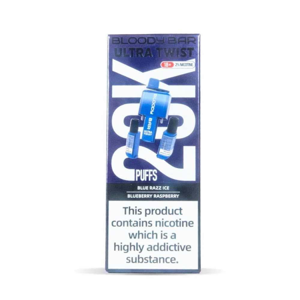  Blue Razz Ice/Blueberry Raspberry Bloody Bar Ultra Twist 20000 Prefilled Vape - Box of 5