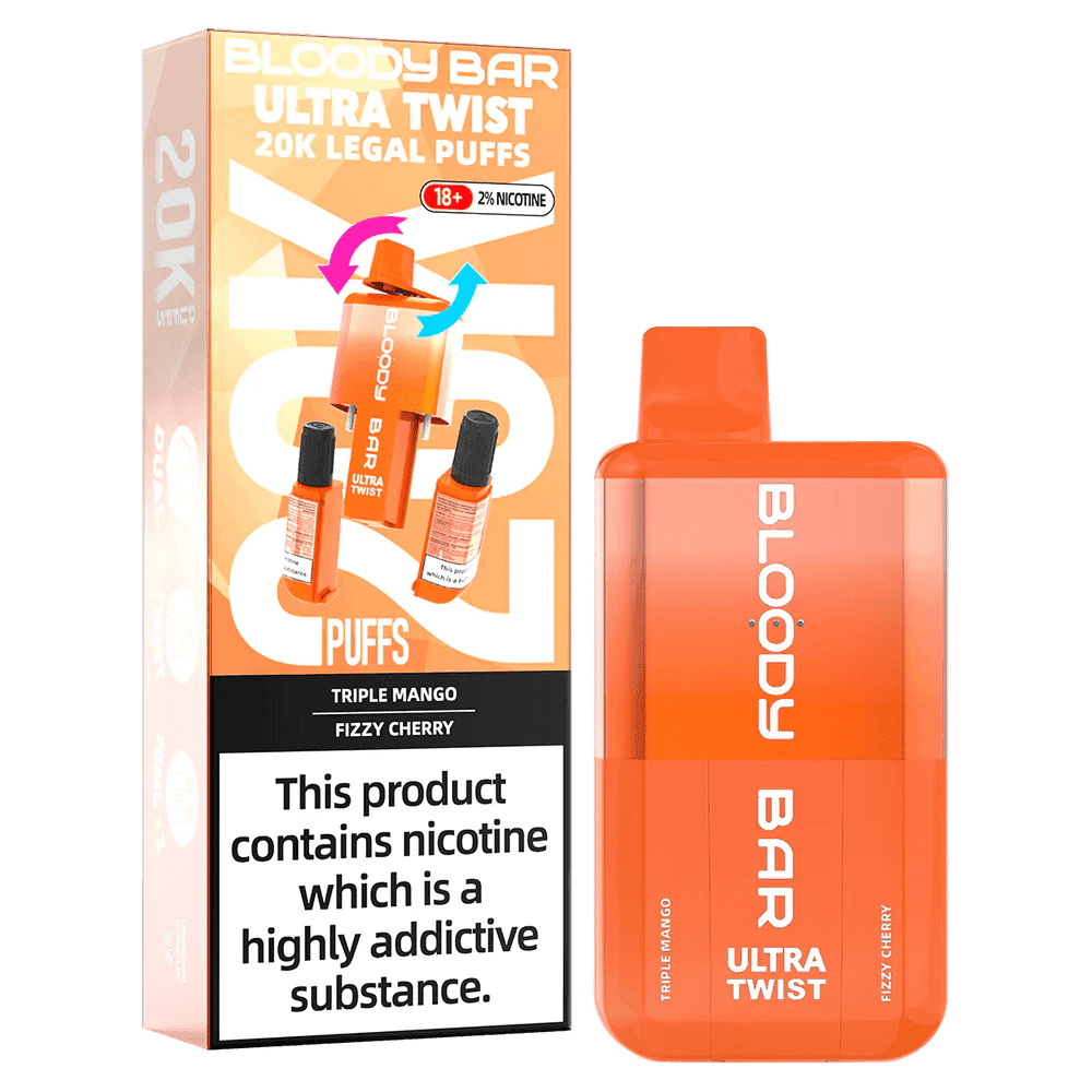  Triple Mango/Fizzy Cherry *New* Bloody Bar Ultra Twist 20000 Prefilled Vape - Box of 5