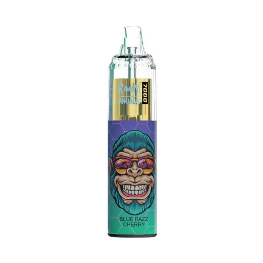  Blue Razz Cherry 0% R & M 7000 Vape Puff Pod Device