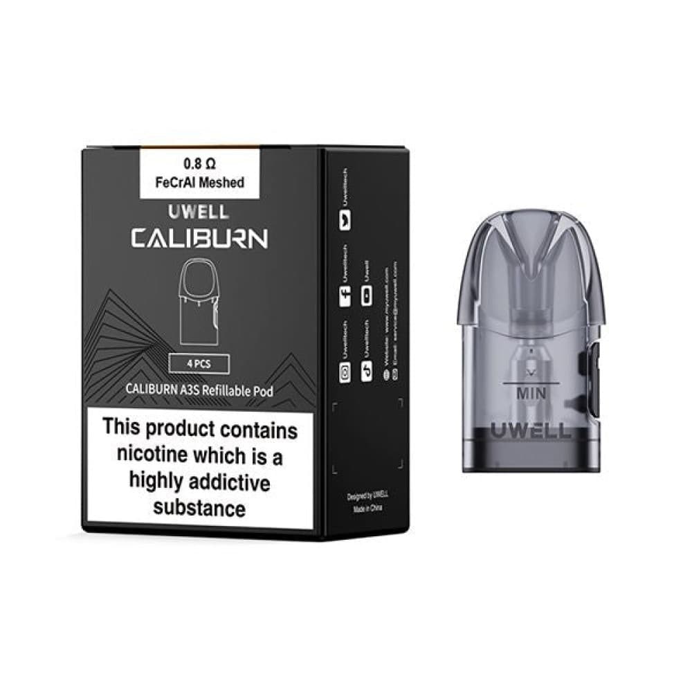  0.8 Ohm Uwell Caliburn A3S Replacement Pods - Pack of 4