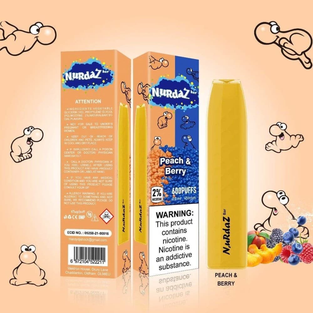  Peach & Berry Nurdaz Bar Disposable Pod Device - 600 Puffs