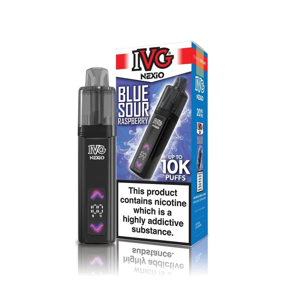 Blue Sour Raspberry IVG Nexio 10k Pod Vape Kit Box of 5