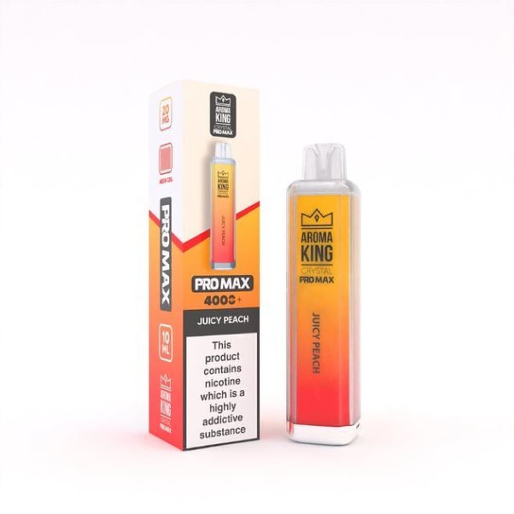 Juicy Peach Aroma King Crystal Pro Max 4000 Rechargeable Vape - Box of 10