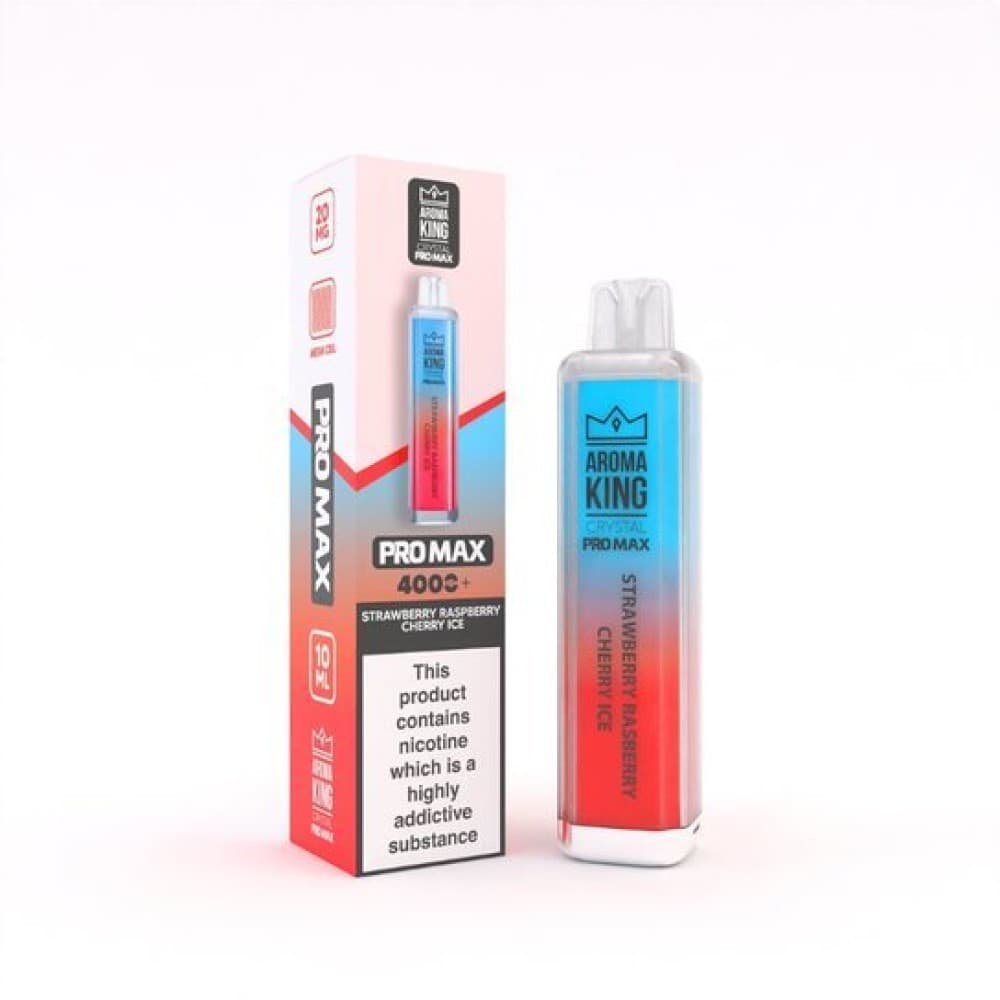 Strawberry Raspberry Cherry Ice Aroma King Crystal Pro Max 4000 Rechargeable Vape - Box of 10