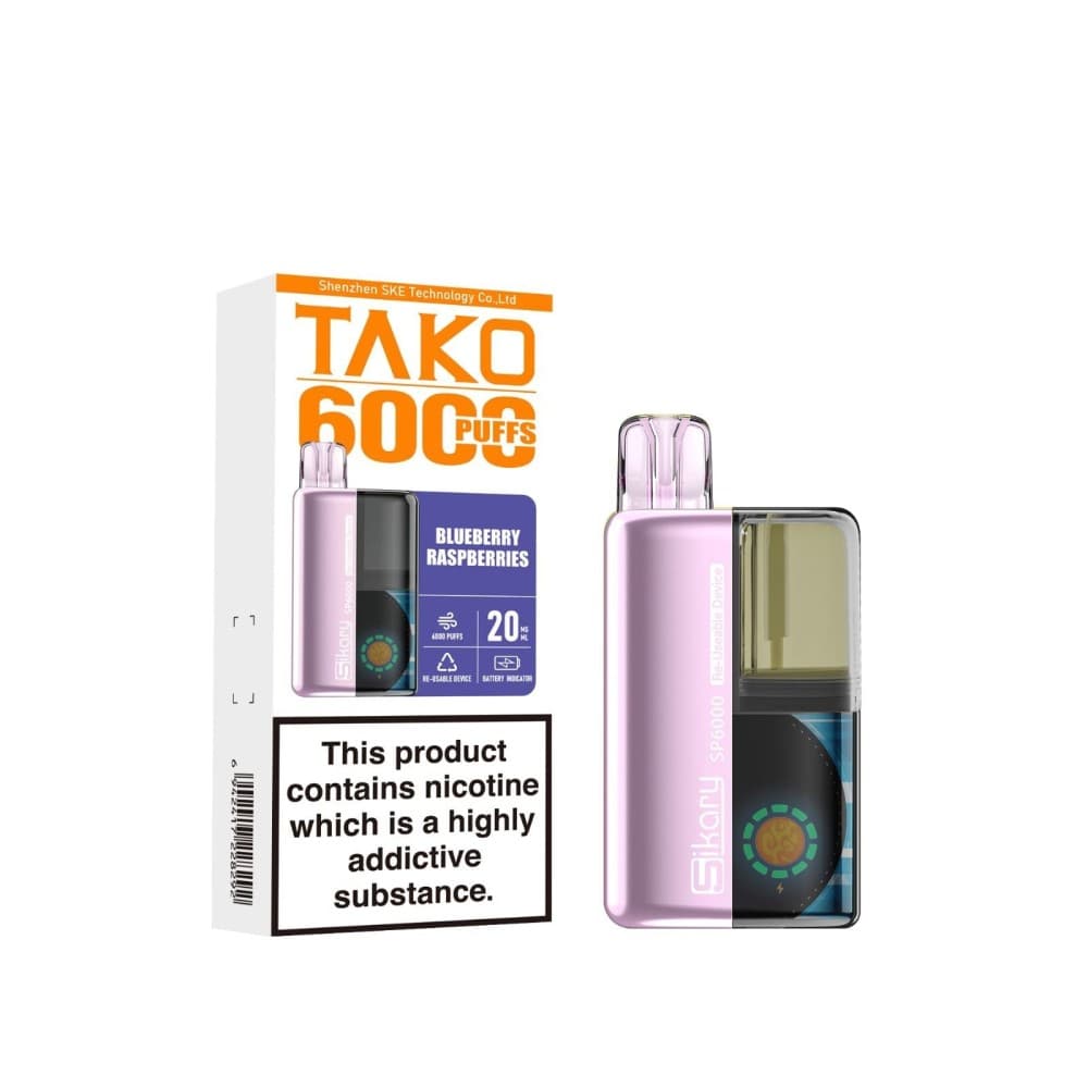 Blueberry Raspberries Ske Sikary Tako SP6000 Prefilled Pod Vape Box of 5