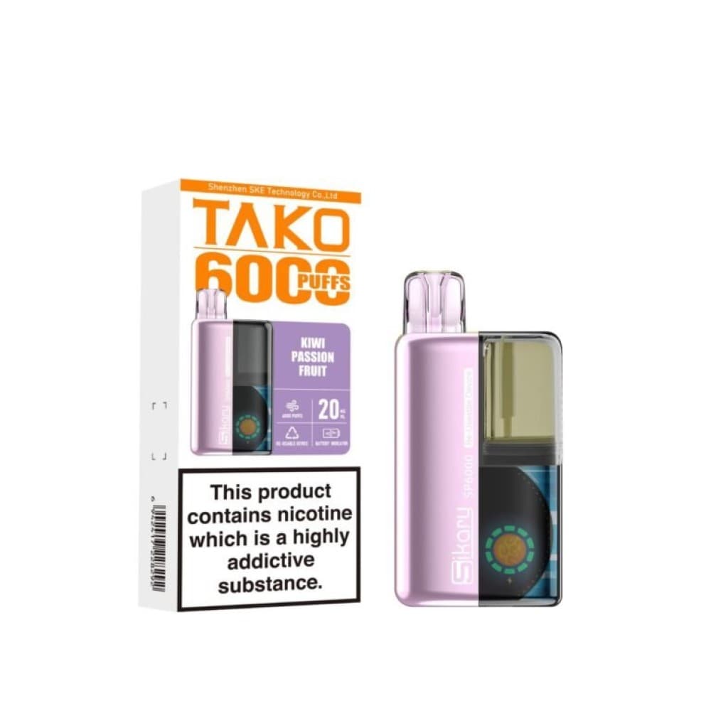 Kiwi Passionfruit Guava Ske Sikary Tako SP6000 Prefilled Pod Vape Box of 5