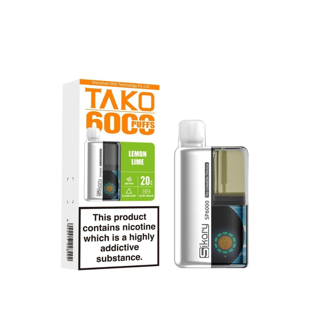 Lemon Lime Ske Sikary Tako SP6000 Prefilled Pod Vape Box of 5