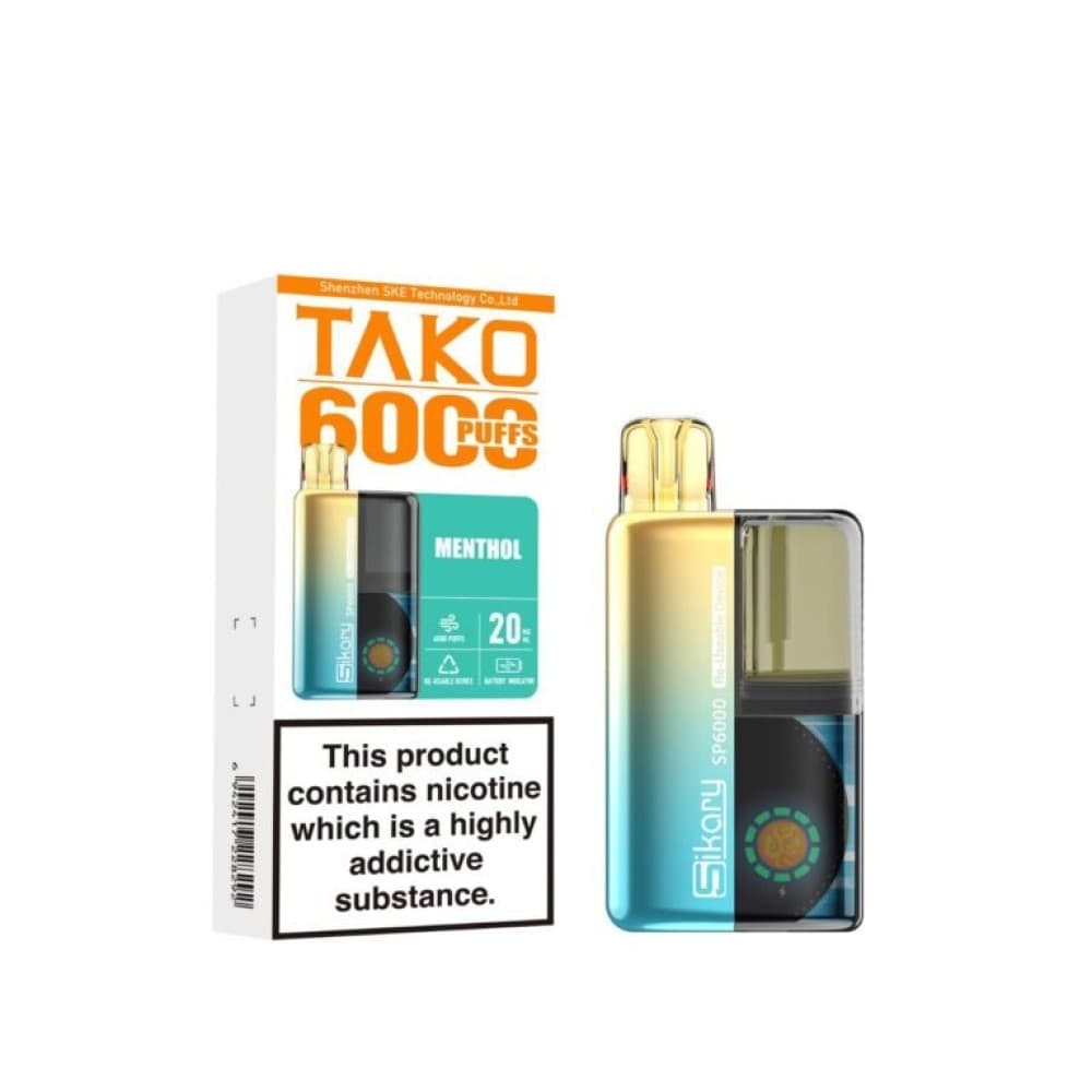 Menthol Ske Sikary Tako SP6000 Prefilled Pod Vape Box of 5