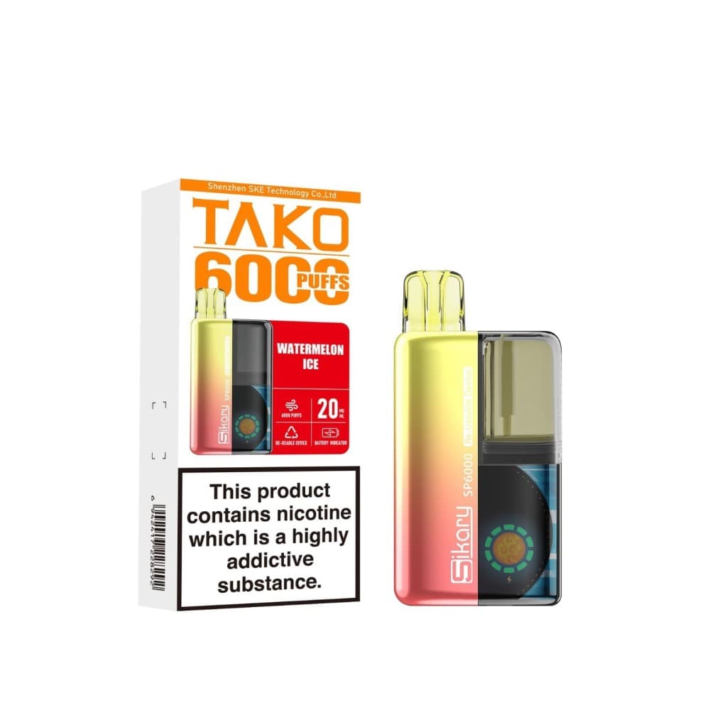 Watermelon Ice Ske Sikary Tako SP6000 Prefilled Pod Vape Box of 5