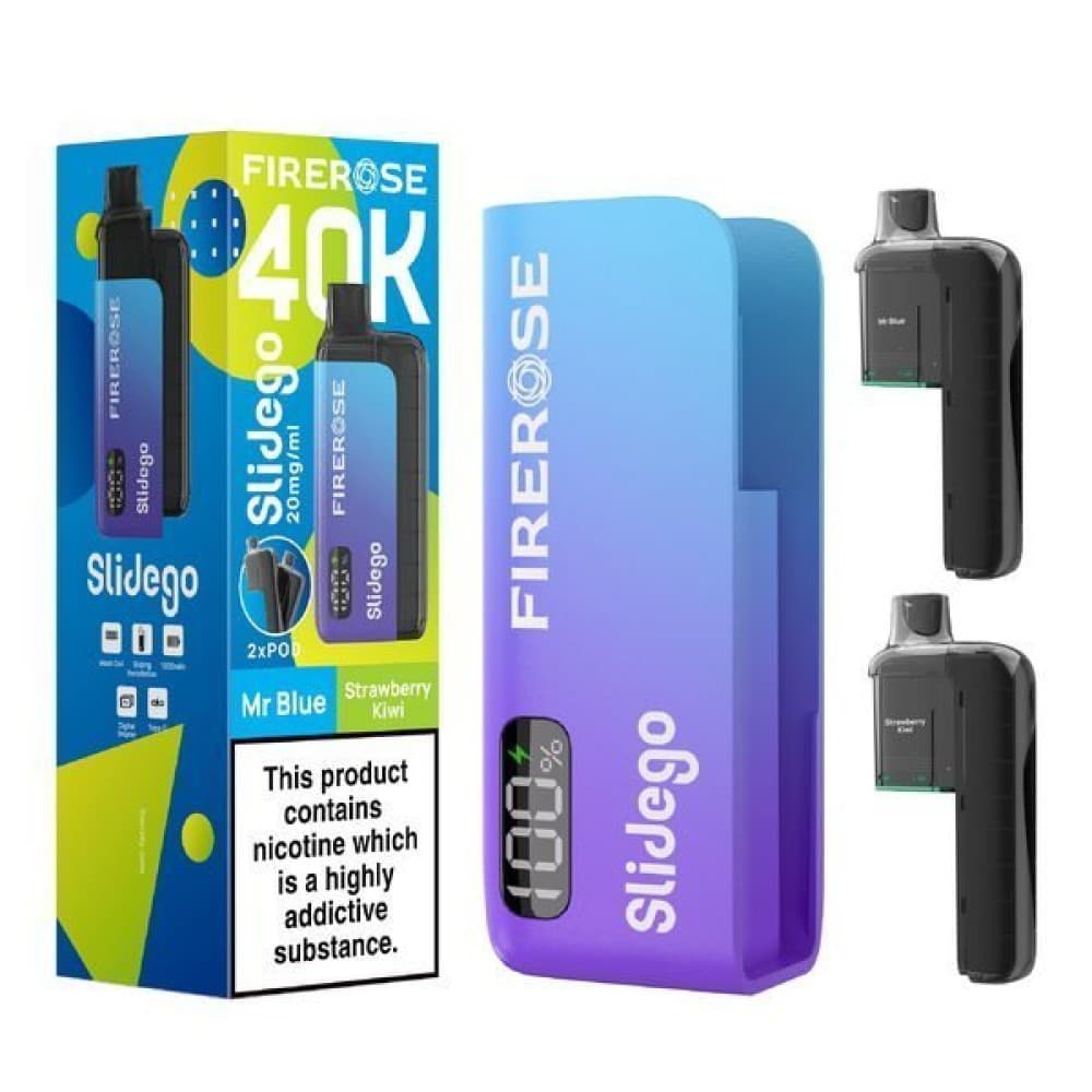 Mr Blue / Strawberry Kiwi Elux FireRose Slidego 40K Prefilled Pod Kit Box of 5