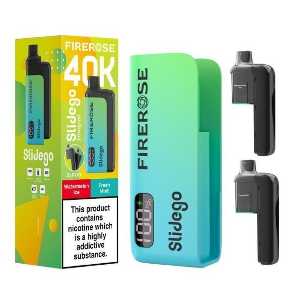 Watermelon Ice / Fresh Mint Elux FireRose Slidego 40K Prefilled Pod Kit Box of 5