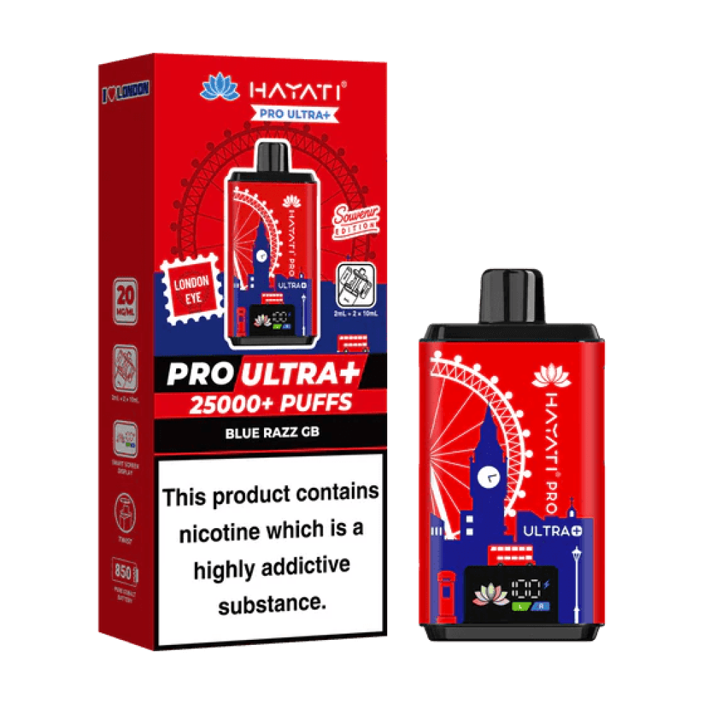 Blue Razz GB - London Eye Hayati Pro Ultra + 25k Souvenir Edition Box of 5