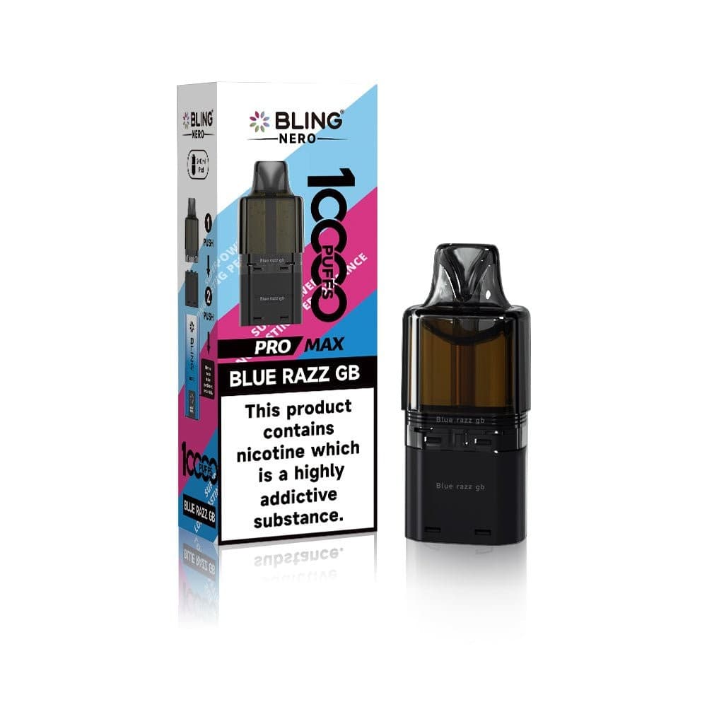 Blue Razz GB Crystal Bling Nero 10k Prefilled Pods - Box of 5