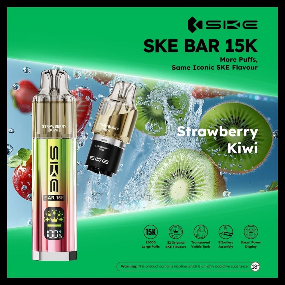Strawberry Kiwi *New* Ske Bar 15k Prefilled Pod Vape Kit