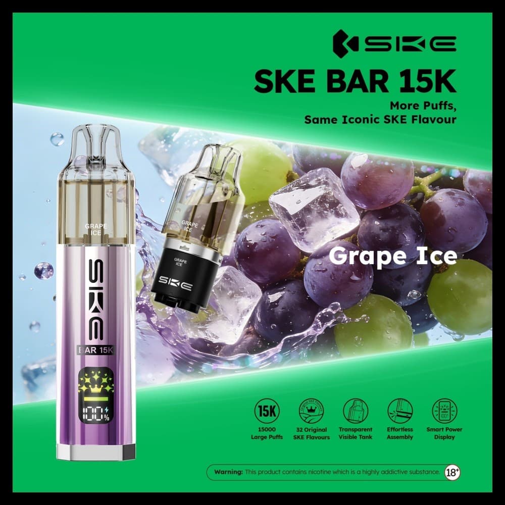 Grape Ice *New* Ske Bar 15k Prefilled Pod Vape Kit
