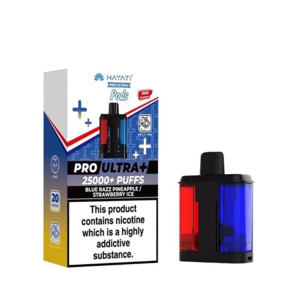 Blue Razz Pineapple/ Strawberry Ice Hayati Pro Ultra Plus 25000 Replacement Pods - Box of 5