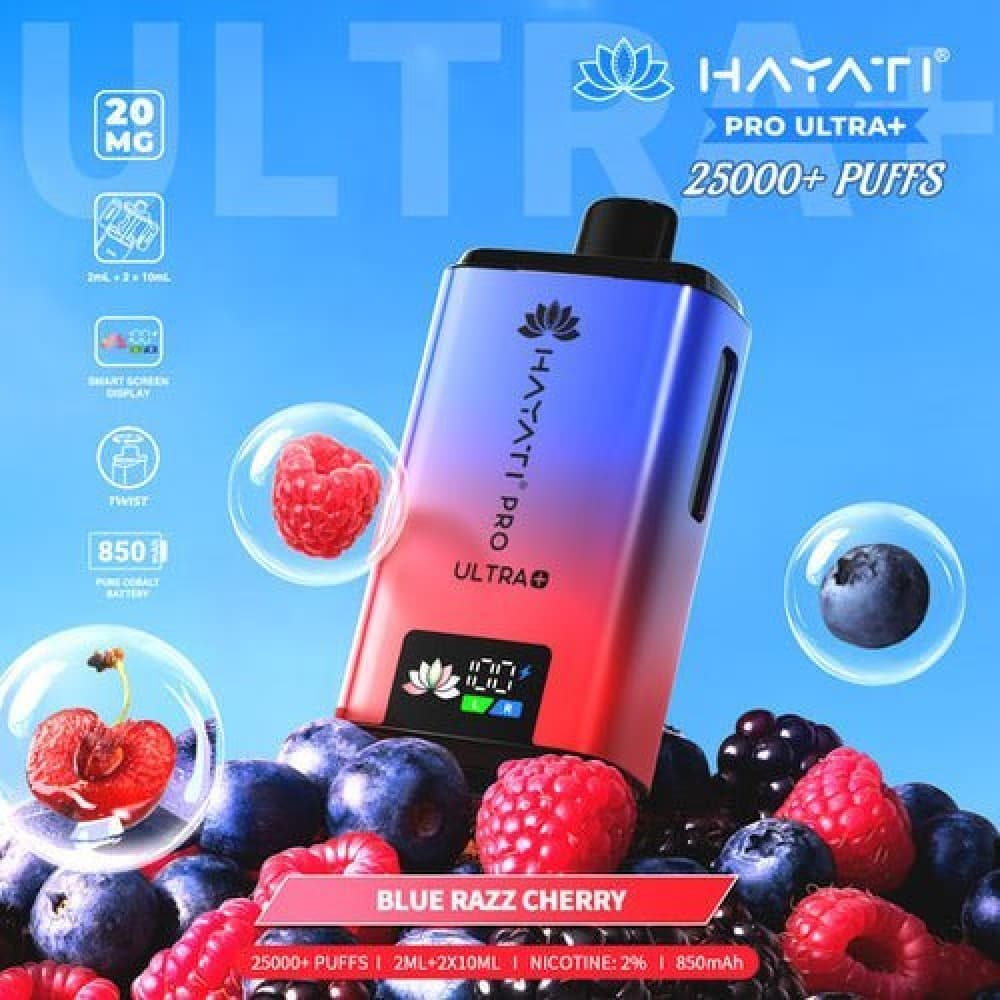 Blue Razz Cherry Hayati Pro Ultra Plus 25000 Prefilled Pod Vape Kit - Box of 5