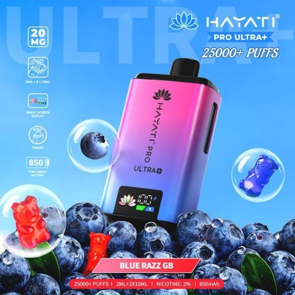 Blue Razz Gummy Bear Hayati Pro Ultra Plus 25000 Prefilled Pod Vape Kit - Box of 5