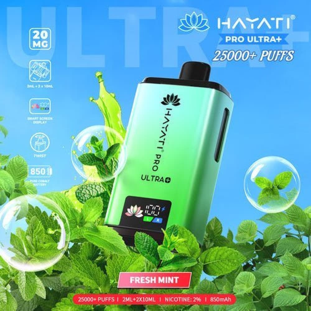 Fresh Mint Hayati Pro Ultra Plus 25000 Prefilled Pod Vape Kit - Box of 5