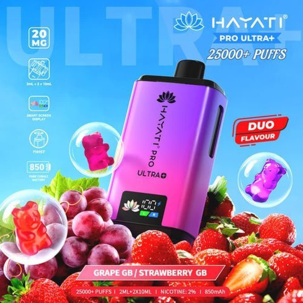 Grape Gummy Bear / Strawberry Gummy Bear Hayati Pro Ultra Plus 25000 Prefilled Pod Vape Kit - Box of 5