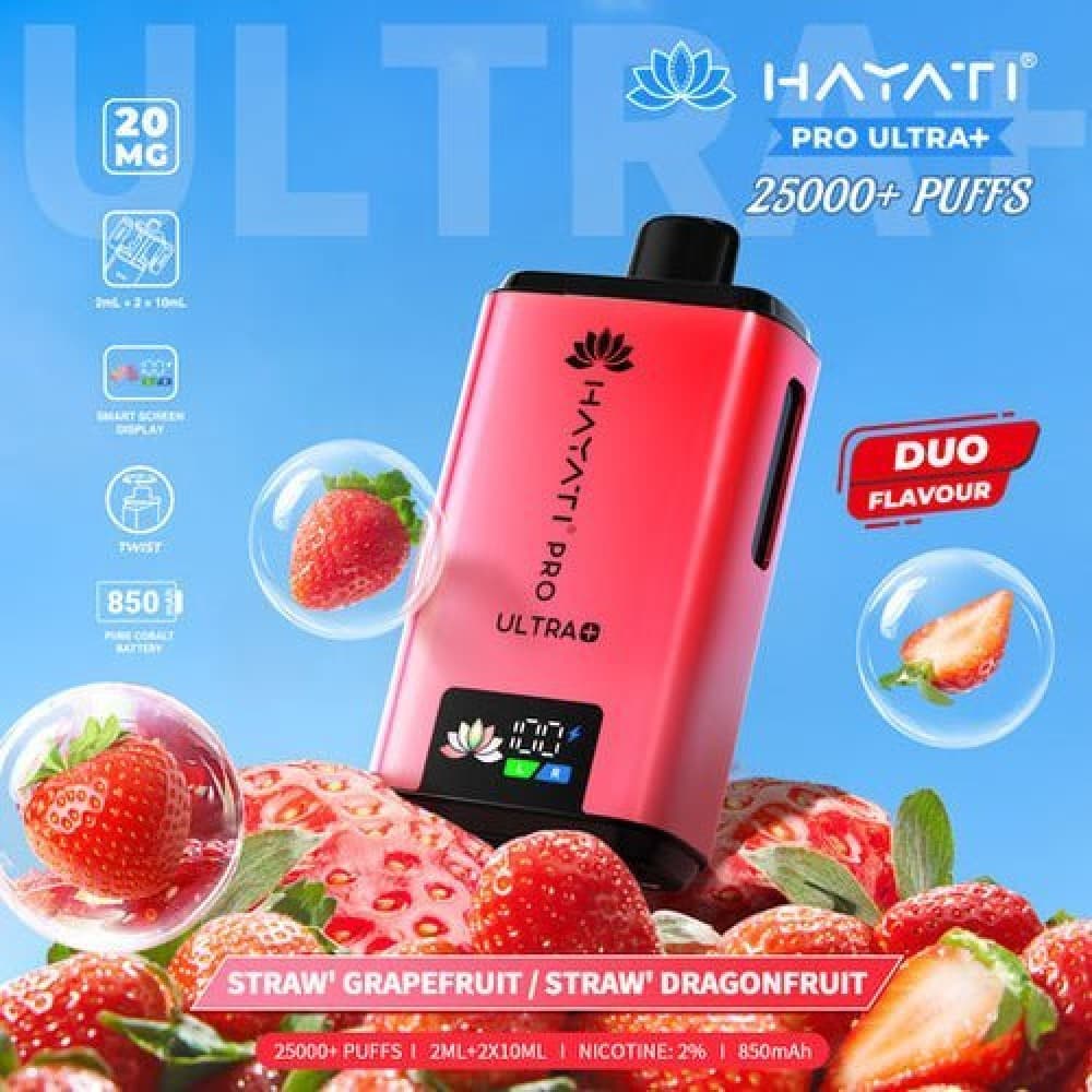 Straw Grapefruit / Straw Dragonfruit Hayati Pro Ultra Plus 25000 Prefilled Pod Vape Kit - Box of 5