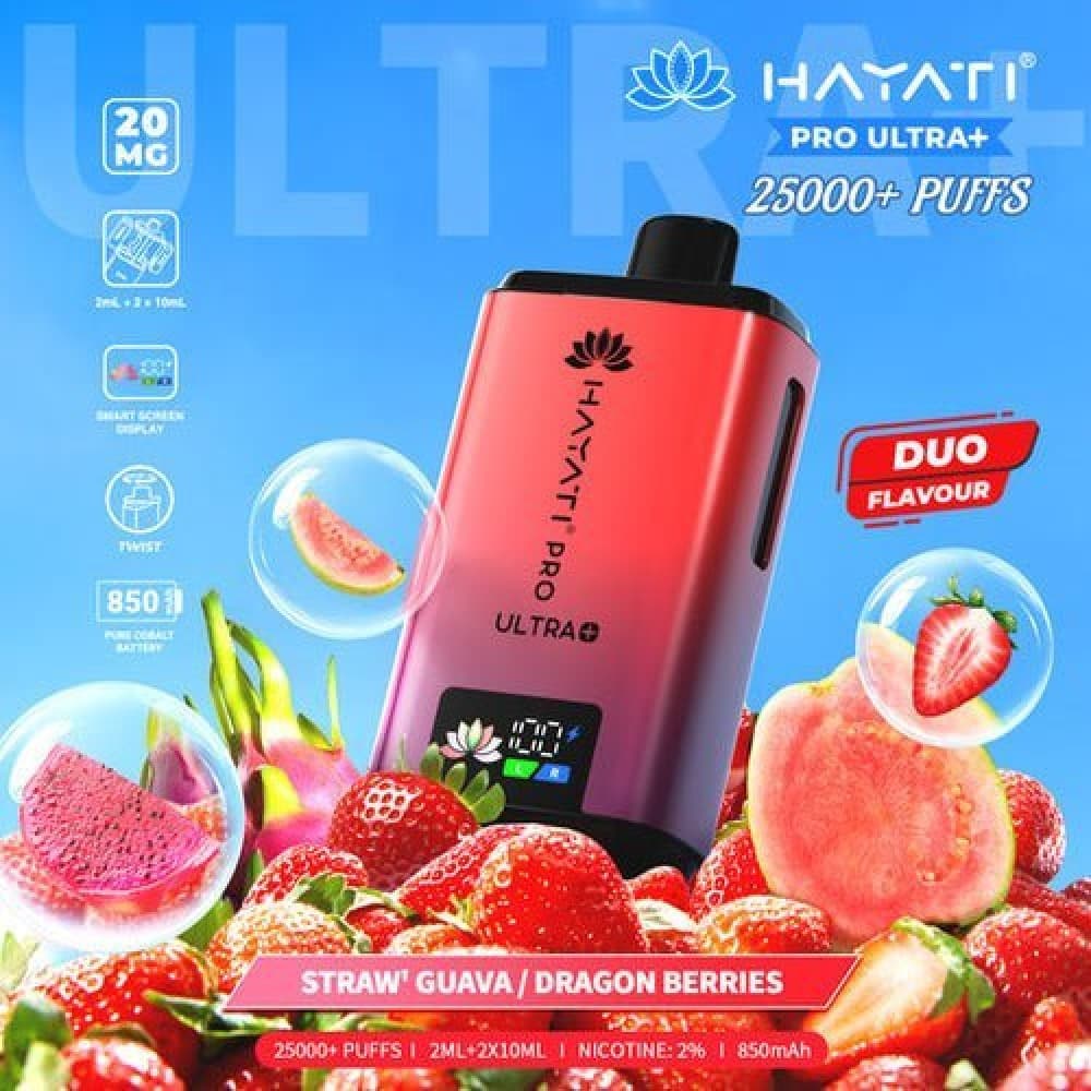 Straw' Guava / Dragon Berries Hayati Pro Ultra Plus 25000 Prefilled Pod Vape Kit - Box of 5