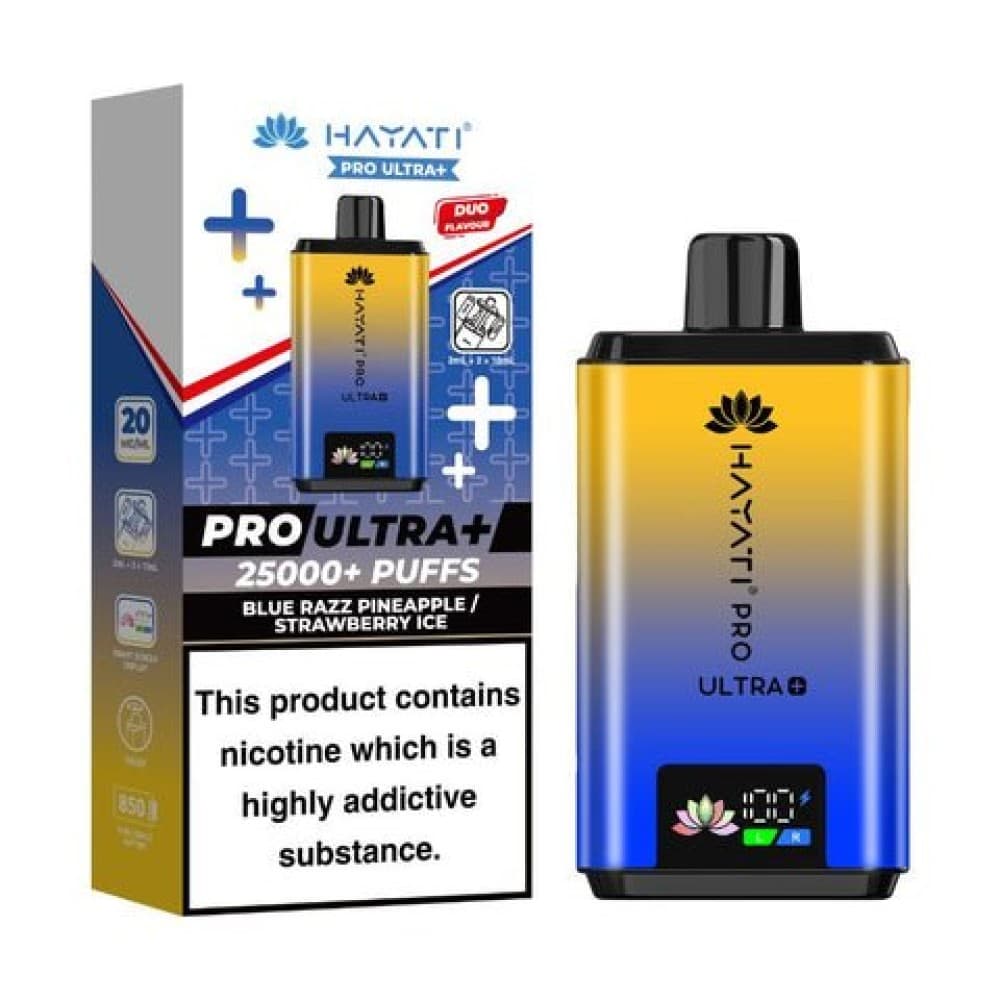 Blue Razz Pineapple /Strawberry ice (New) Hayati Pro Ultra Plus 25000 Prefilled Pod Vape Kit - Box of 5