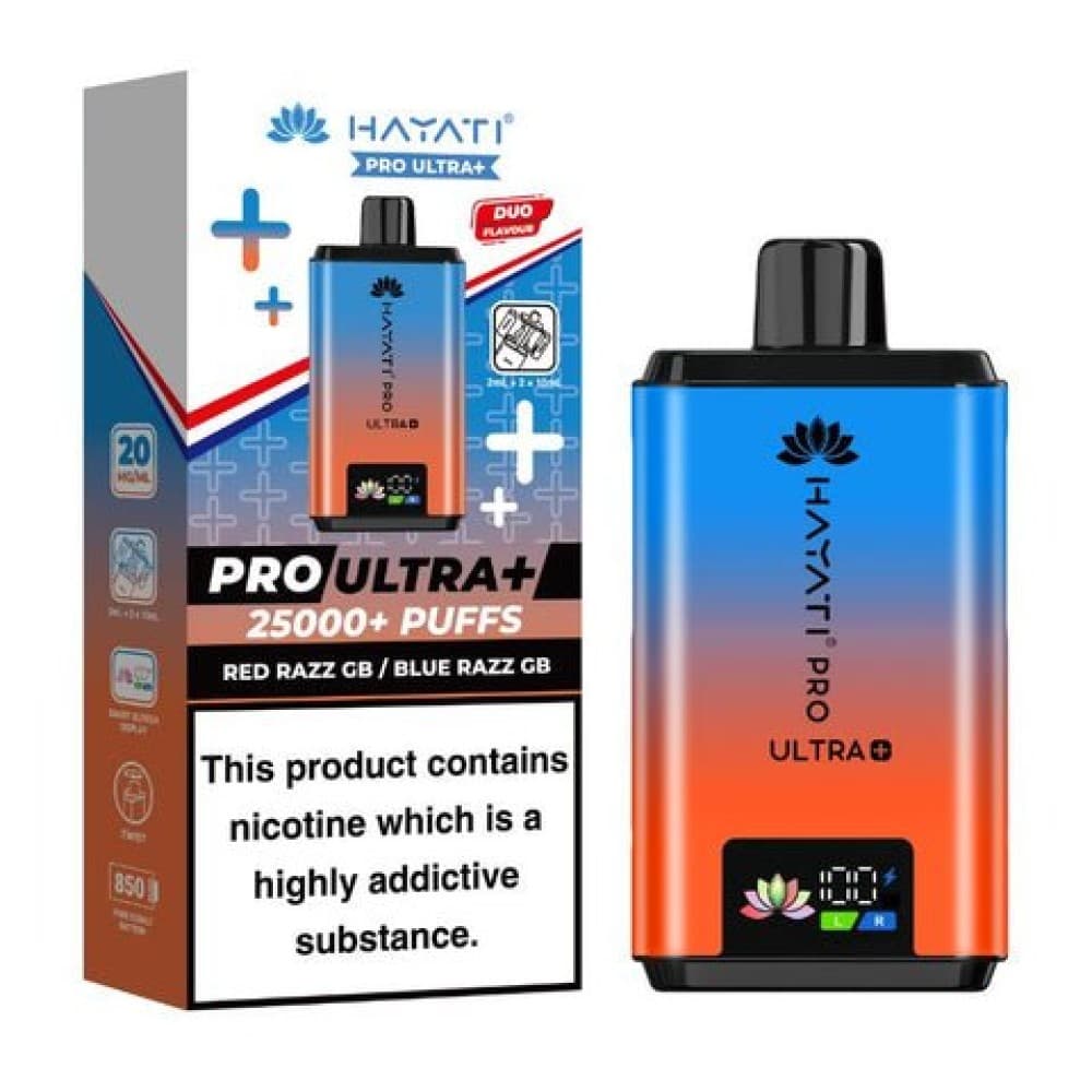 Red Razz GB /Blue Razz GB (New) Hayati Pro Ultra Plus 25000 Prefilled Pod Vape Kit - Box of 5