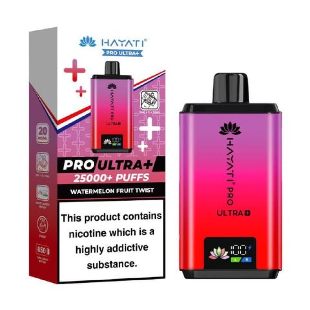 Watermelon Fruit Twist (New) Hayati Pro Ultra Plus 25000 Prefilled Pod Vape Kit - Box of 5
