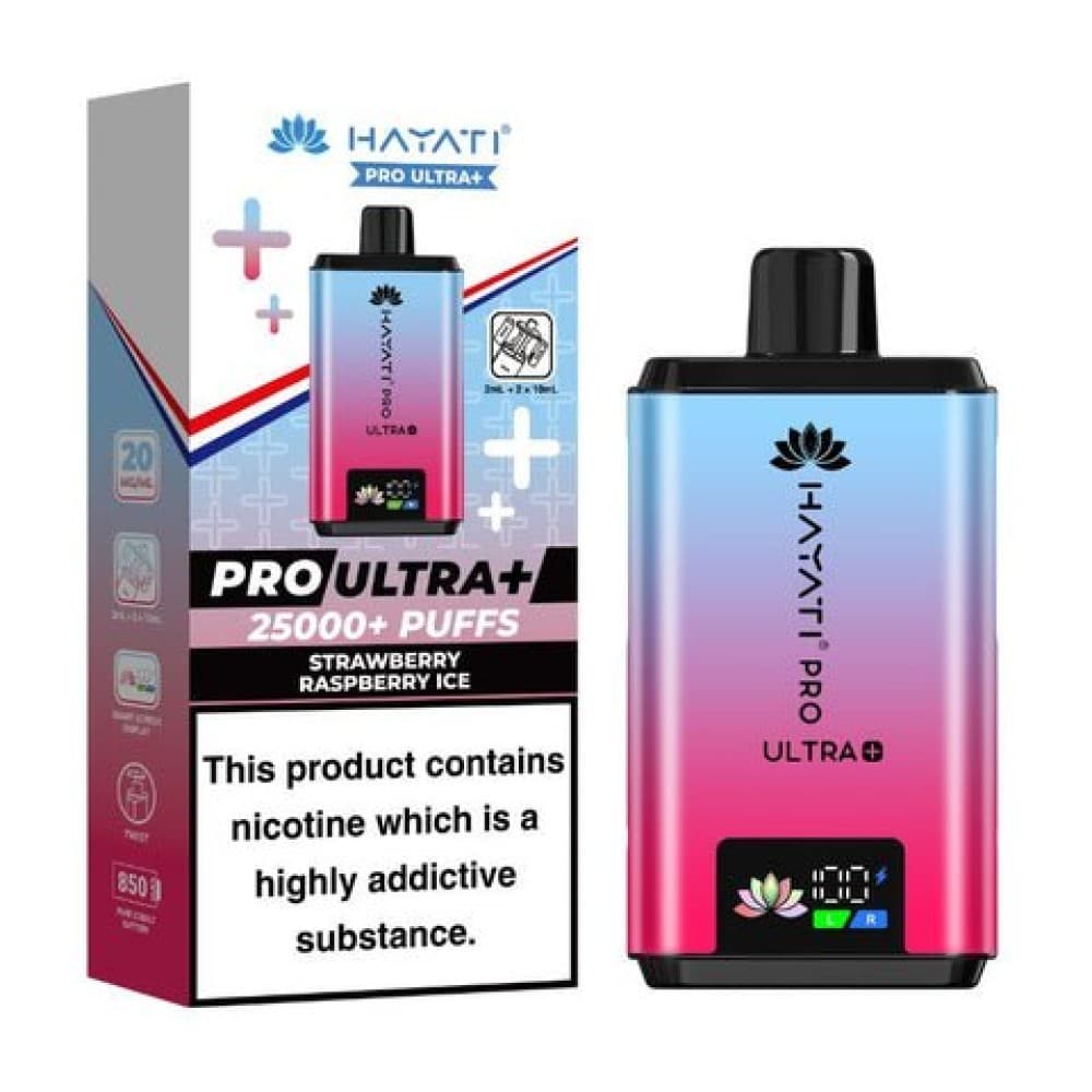 Strawberry Raspberry Ice (New) Hayati Pro Ultra Plus 25000 Prefilled Pod Vape Kit - Box of 5