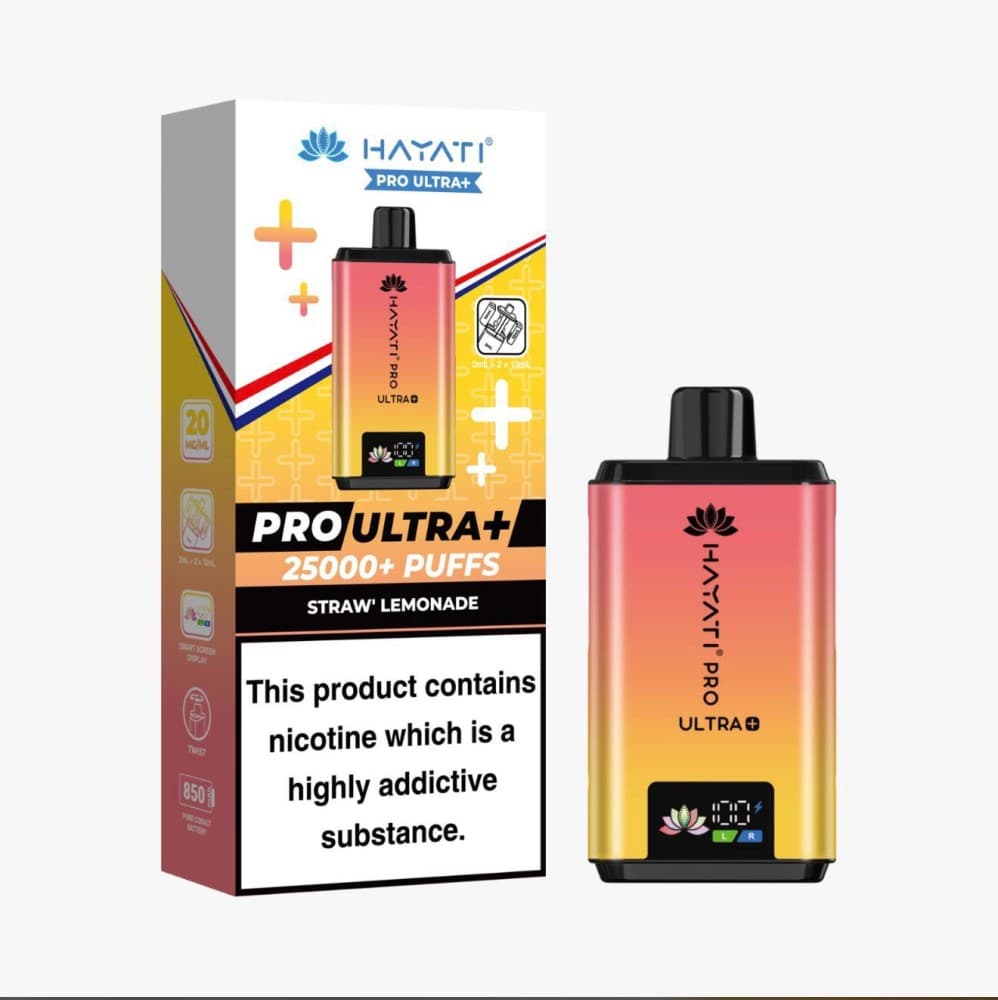 Straw Lemonade *New* Hayati Pro Ultra Plus 25000 Prefilled Pod Vape Kit - Box of 5