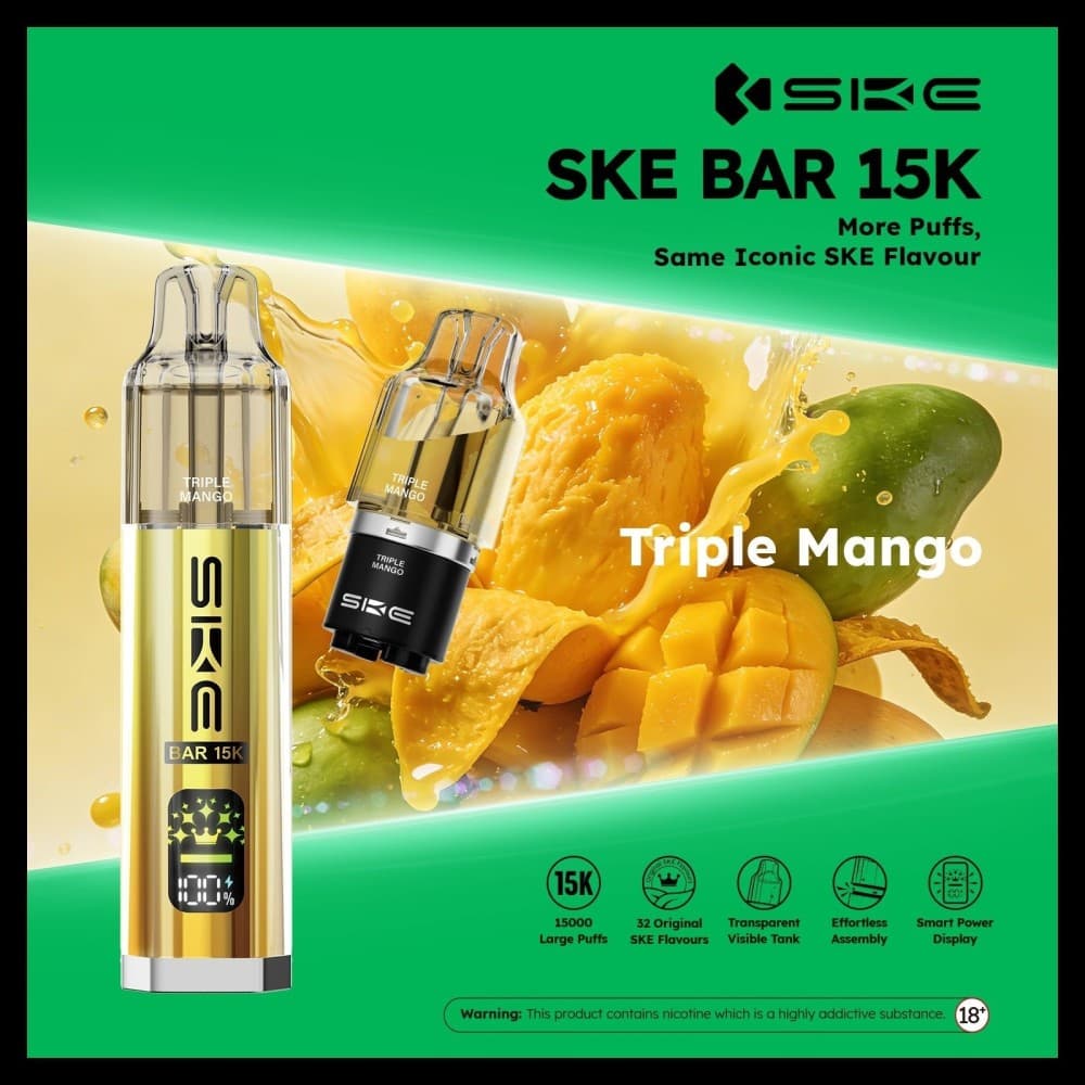 Triple Mango *New* Ske Bar 15k Prefilled Pod Vape Kit Pack of 5