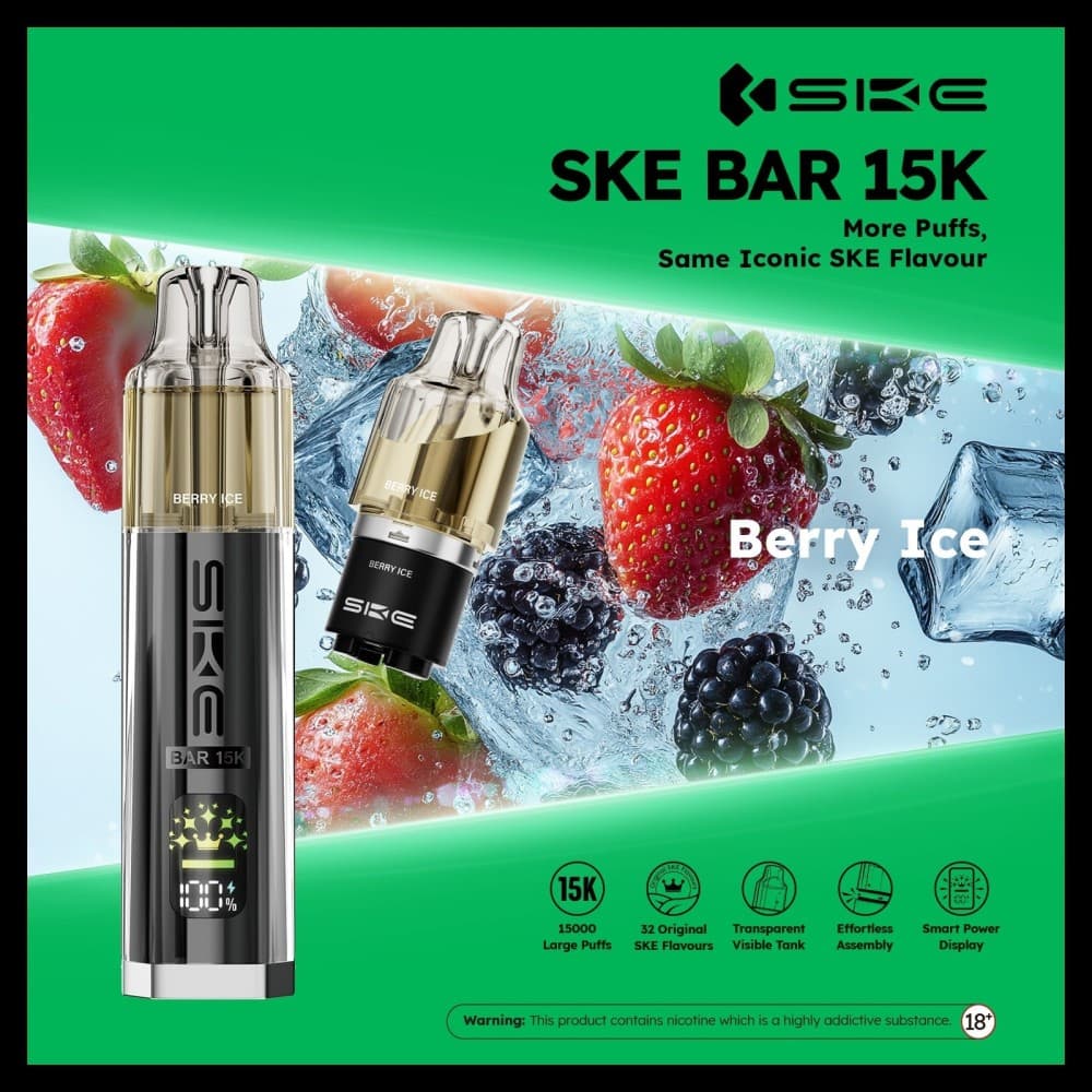 Berry Ice *New* Ske Bar 15k Prefilled Pod Vape Kit Pack of 5