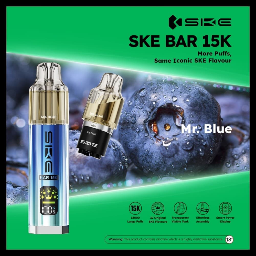 Mr Blue *New* Ske Bar 15k Prefilled Pod Vape Kit Pack of 5