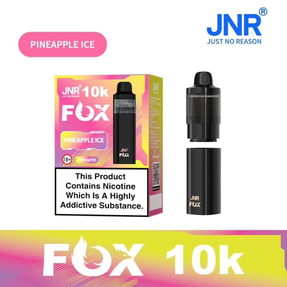 Pineapple Ice JNR Fox 10k Prefilled Pod kit Vape Box of 5