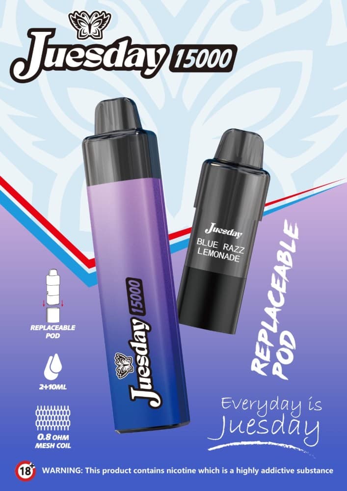 Blue Razz Lemonade Juesday 15k Replacement Pods Box of 10