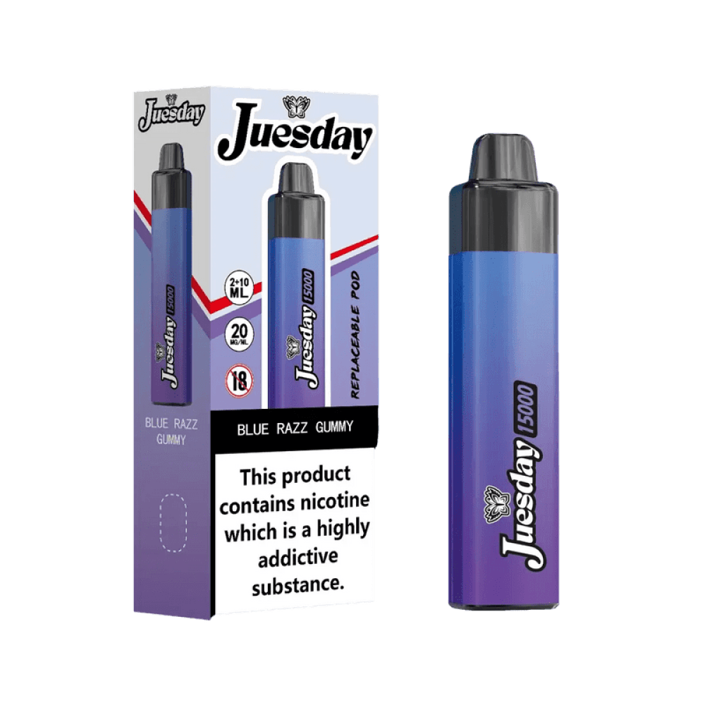 Blue Razz Gummy Juesday 15k Prefilled Vape Kit Box of 10