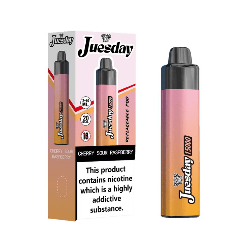 Cherry Sour Raspberry Juesday 15k Prefilled Vape Kit Box of 10