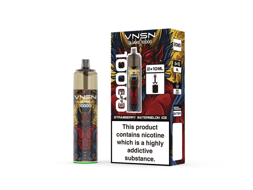 Strawberry Watermelon Ice VNSN Quake 10000 Prefilled Refill Pod Vape Kit Box of 5