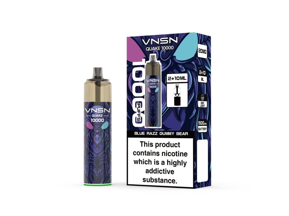 Blue Razz Gummy Bear VNSN Quake 10000 Prefilled Refill Pod Vape Kit Box of 5