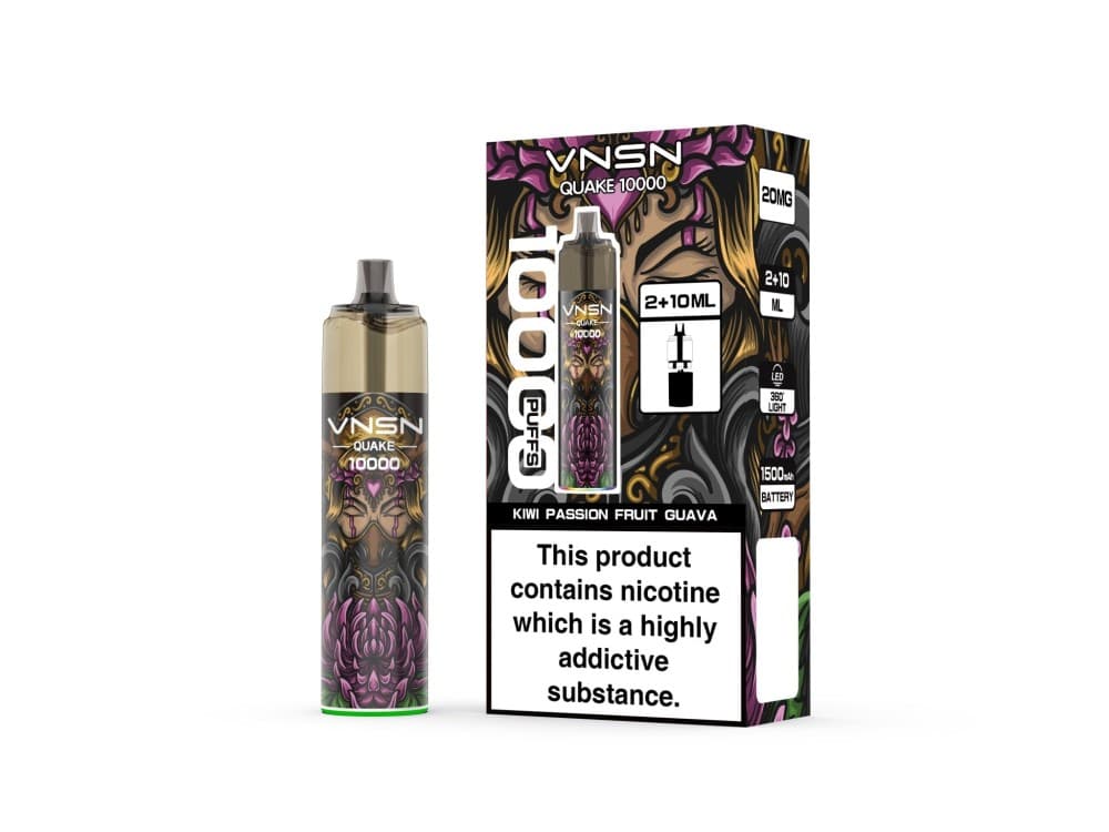 Kiwi Passion Fruit Guava VNSN Quake 10000 Prefilled Refill Pod Vape Kit Box of 5