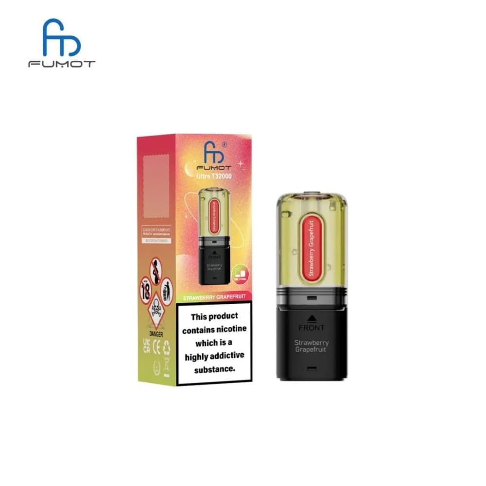 Strawberry Grapefruit RandM Fumot T32000 Ultra Replacement Pods Box of 5