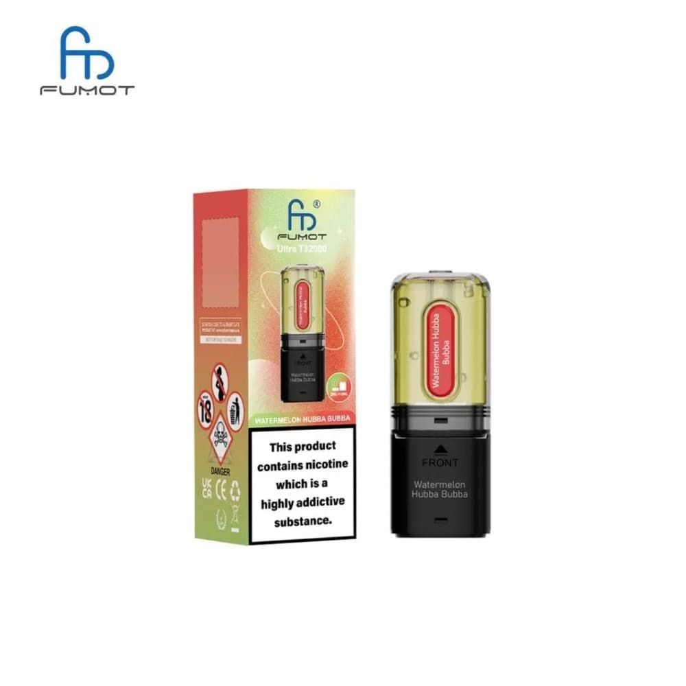 Watermelon Hubbla Bubbla RandM Fumot T32000 Ultra Replacement Pods Box of 5